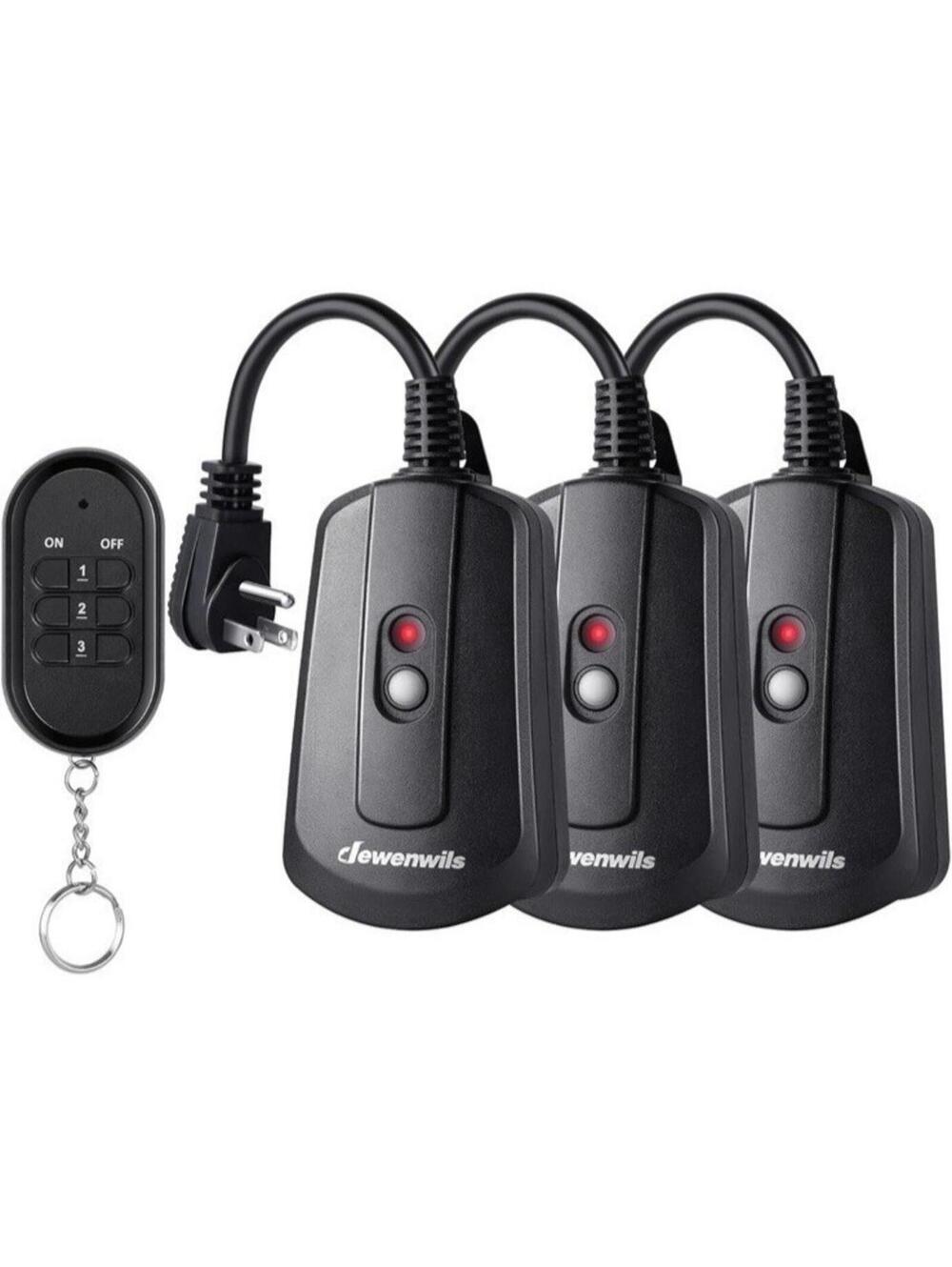 Outdoor Indoor Wireless Remote Control Outlet Kit, Waterproof  Electrical Plug